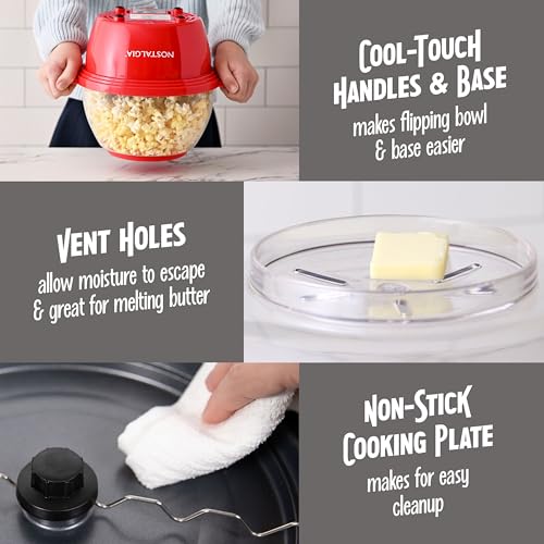 Nostalgia Electric Non-Stick Stirring Popcorn Machine with Hot Oil- Easy-To-Clean Popcorn Popper with Dual-Use Bowl & Cool-Touch Handles- Popcorn Maker for 8 Cups of Theater Style Popcorn- Red - image 4