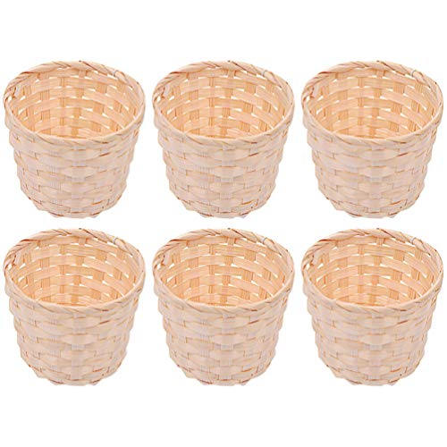 Milisten Bamboo Woven Basket 3.3 Inch Decorative Wicker Storage Box for Desktop Organiser Sundries Kitchen Bathroom Living Room Set of 6