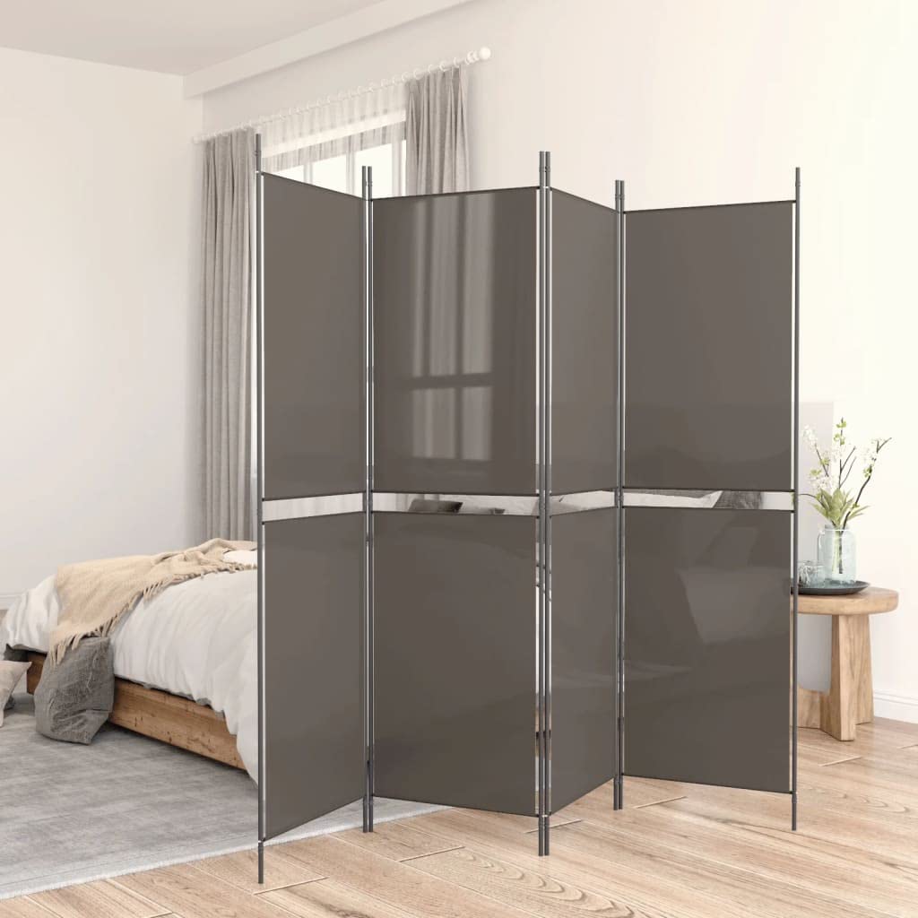 Paravent 5 pièces anthracite 250 x 220 cm en tissu