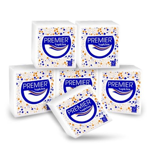 Image of Premier Tissue Paper Napkins - 50 Sheets per Pack, Set of 6 | Soft, Absorbent, and Durable Paper Napkins for Parties, Events, and Everyday Use | Ideal for Dining, Catering
