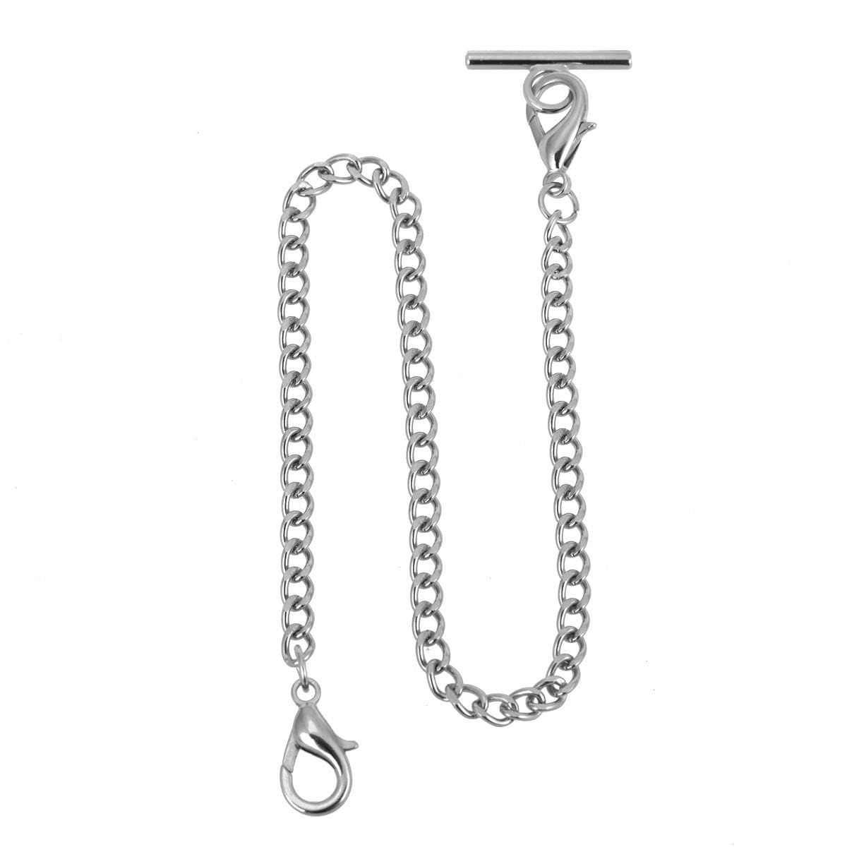 SIBOSUNPocket Watch Chain Vest Chain with T-Bar for Vest Silver Watch Chain Link