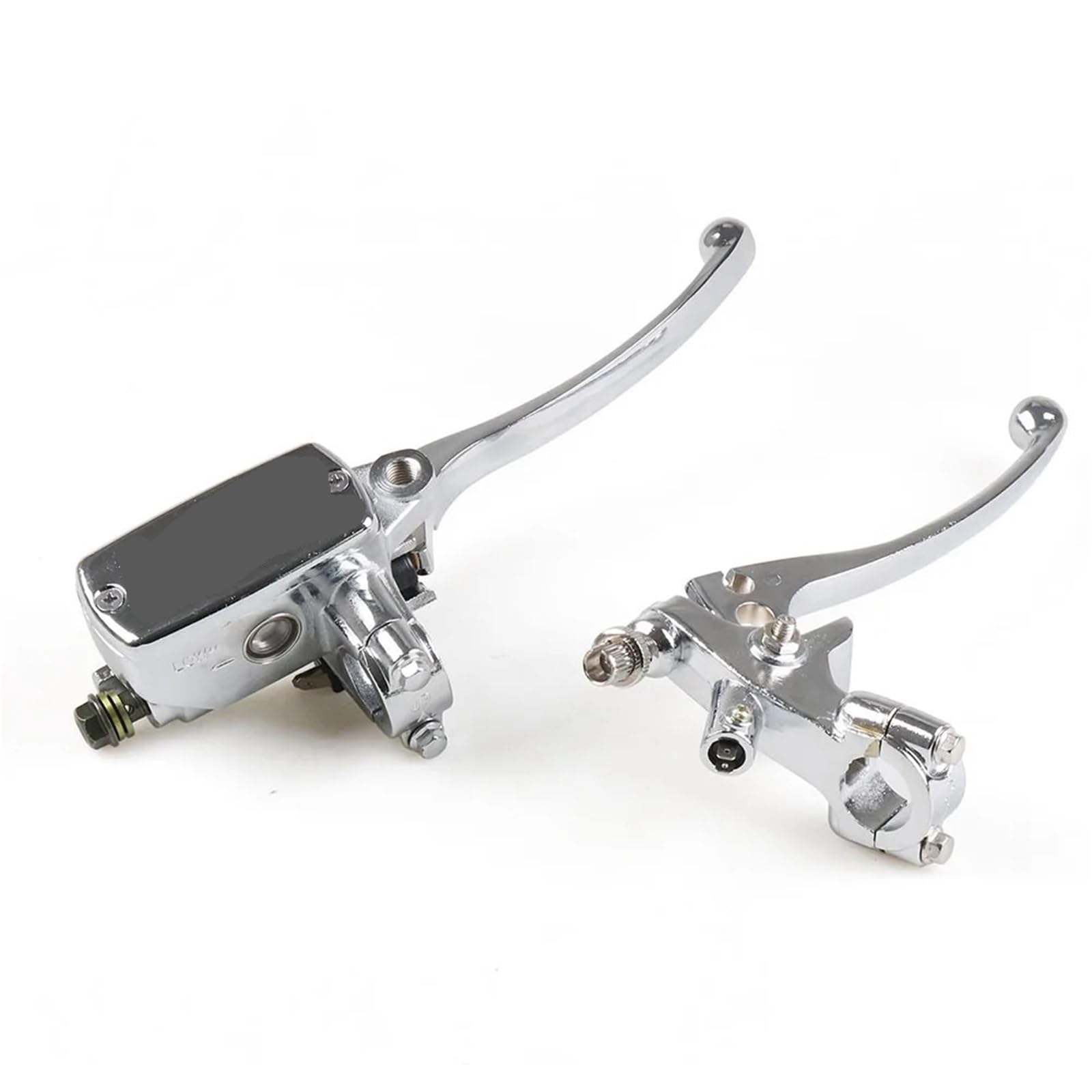 Dgoingpi Silver Motorcycle 7/8" 22Mm Handlebar Master Cylinder Hydraulic Brake Control With Clutch Lever Forward Brake Pump Motorcycle Rear Brake Pump(Silver)