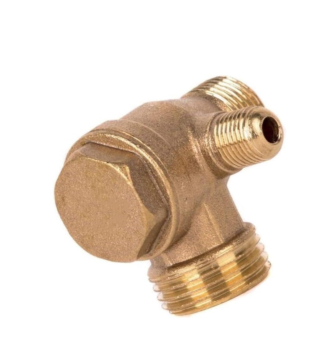3-Port Brass Male Threaded Check Valve for Compressor - Prevent Water Backflow, Durable Connector Tool -1PC