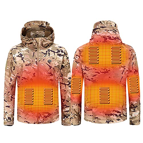 AYFES Chaleco Calefactable Hombre Chaqueta Invierno Calefactable USB Chaqueta Softshell Camuflaje Ropa Calefactable Chaqueta Ciclismo Montaña Chaleco Eléctrico Térmico Lavable