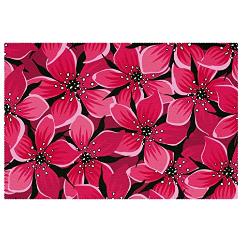 Sets de table fleurs roses 30x45cm tapis de table antidérapant salle à manger - 2