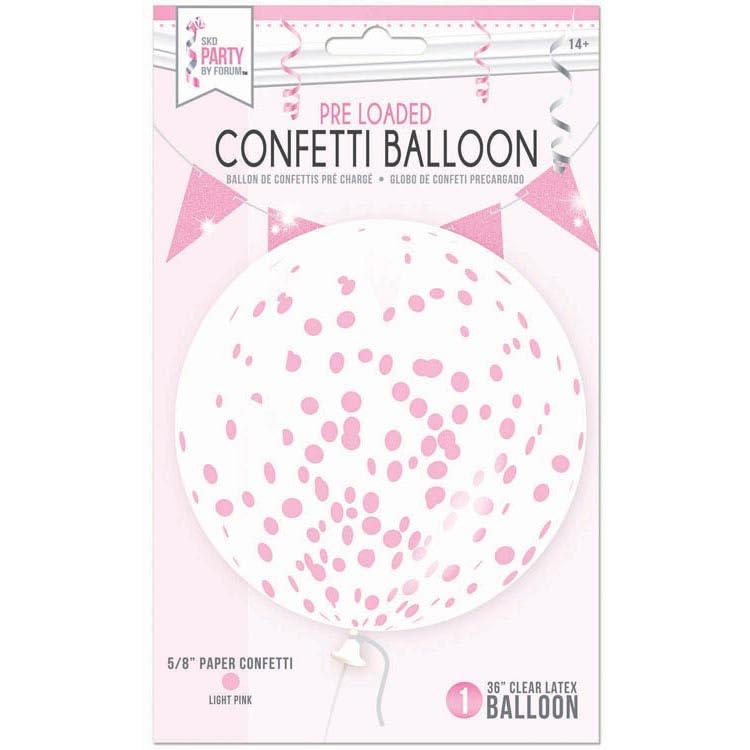 Palloncino trasparente con coriandoli da 36″ – Rosa chiaro