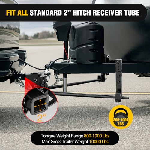 Image of Nilight 800 lbs Round Bar Weight Distributing Hitches Kit with Sway Control, 2-in Solid Steel Shank, 2-5 /16 in Alloy Steel Ball