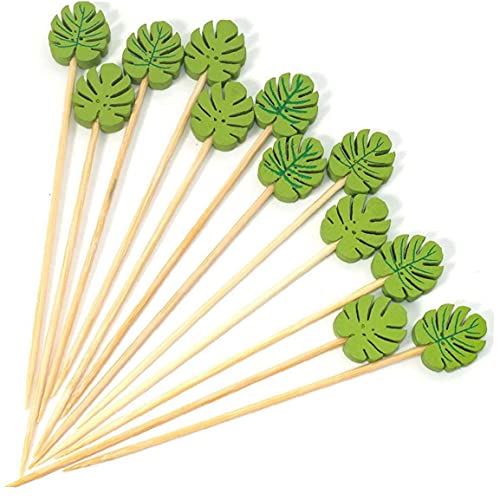 NIDONE Cocktail sticks Houten voorgerecht halen wegwerp groen blad tandenstoker voor feestbalk 100 stks - Afbeelding 5