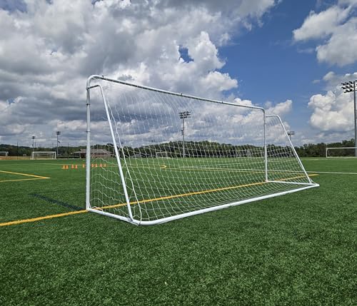 Official Size 24 X 8 X 5 Ft. Steel Soccer Goal. Heavy Duty Frame w/Net. Tournament, Regulation Size. Professional Portable Practice Training Aid. 24 X 8, 24x8(1Net)