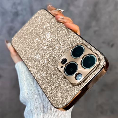 Coque de luxe souple antichoc dorée à paillettes haut de gamme pour iPhone 15