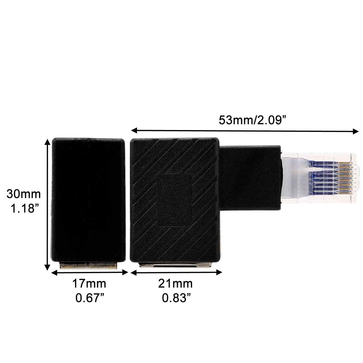 Greluma 2 Pz Adattatore Ethernet a 90 gradi, connettore LAN RJ45 ad angolo sinistro e destro, connettore di rete di estensione da maschio a femmina, per computer, laptop, router
