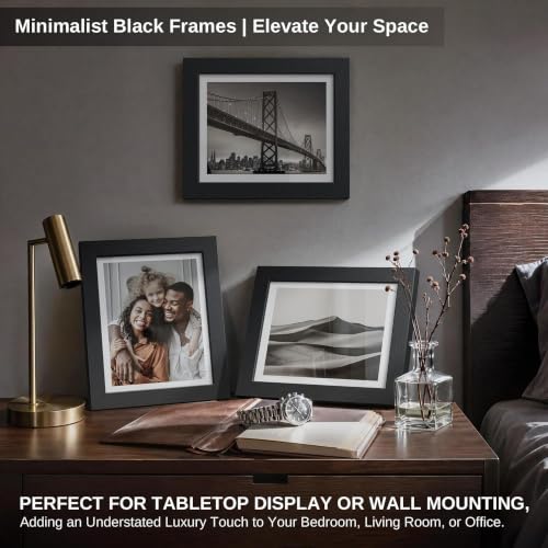 Image of VCK 8x10 Picture Frame Set of 3, Black Wood 8 x 10 Photo Frames for Wall Mounting Horizontally & Vertically