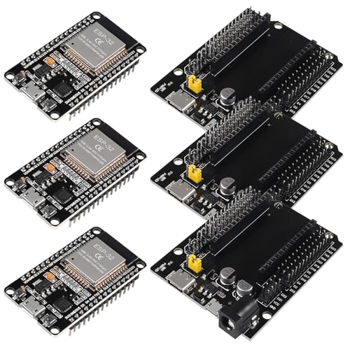 Image of 3 Set ESP32 ESP-32S WiFi Development Board NodeMCU ESP-WROOM-32 Microcontroller with ESP32 GPIO Breakout Board 30Pin Type-C Micro USB Dual Interface ESP32 Shield 30P Expansion Board