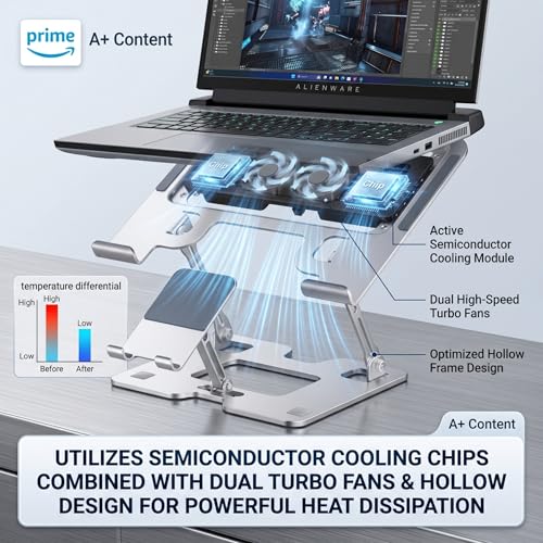 Soporte para portátil con ventilador semiconductor para eliminar el calor y ruido 3