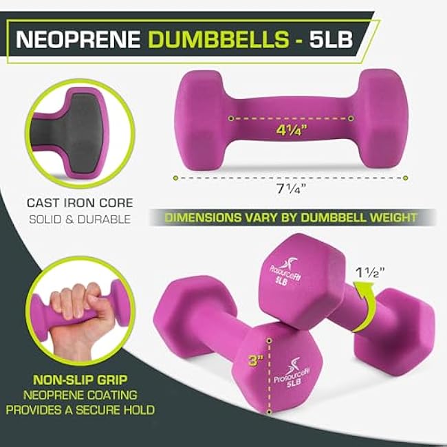 ProsourceFit Neoprene Dumbbell Coated for Non-Slip Grip, 10 lb