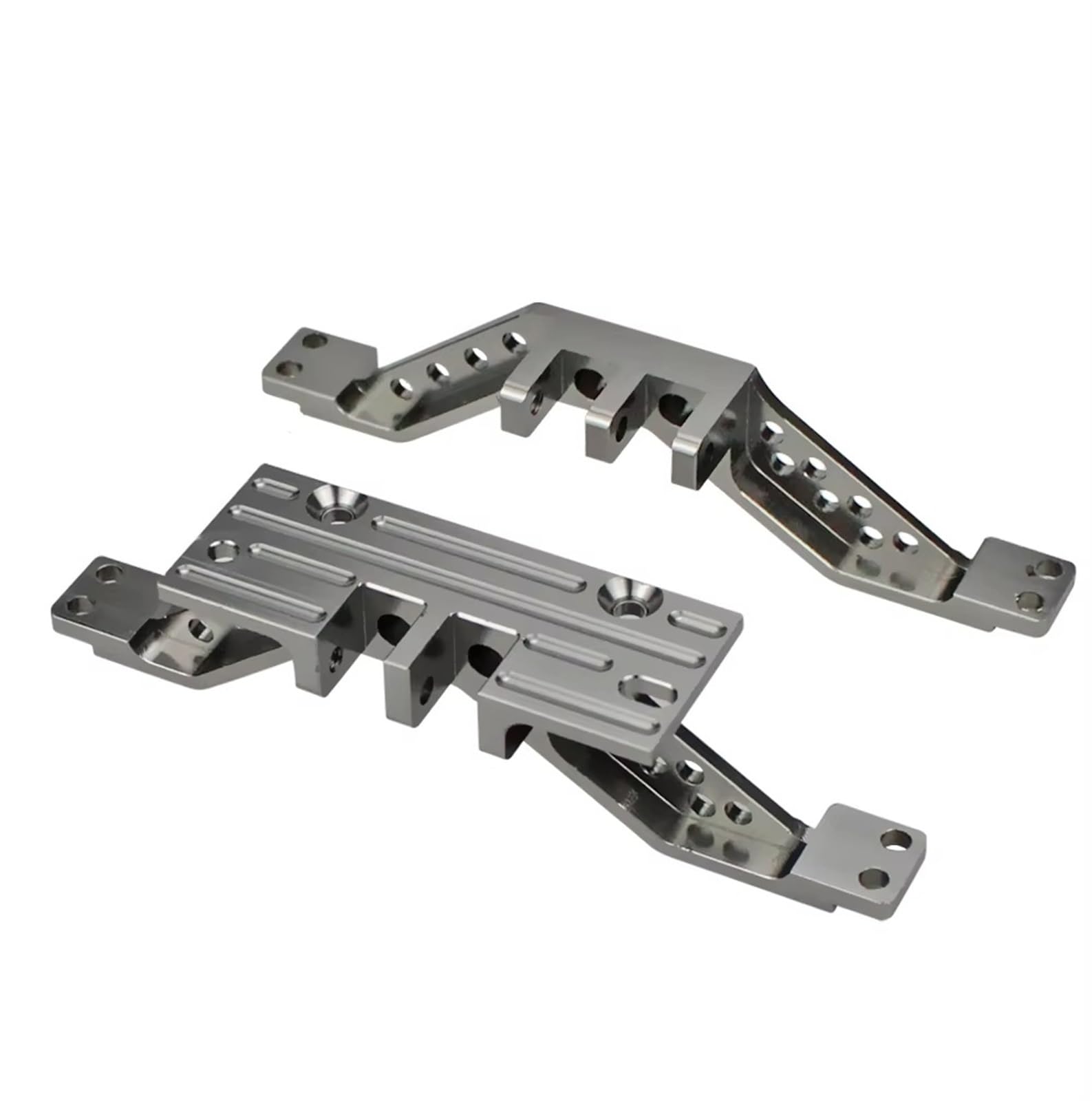 Piezas de radiocontrol para Axial para SCX10, Refuerzo De Eje Delantero Y Trasero, Juego Montaje Aleación Aluminio, Accesorios Actualización para Coche RC Crawler 1/10(Gray)
