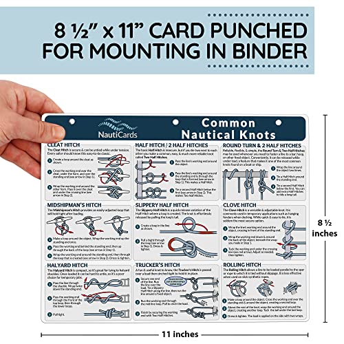 image for Nautical Knots Quick Reference Chart - Guide to 21 Sailing & Boating K