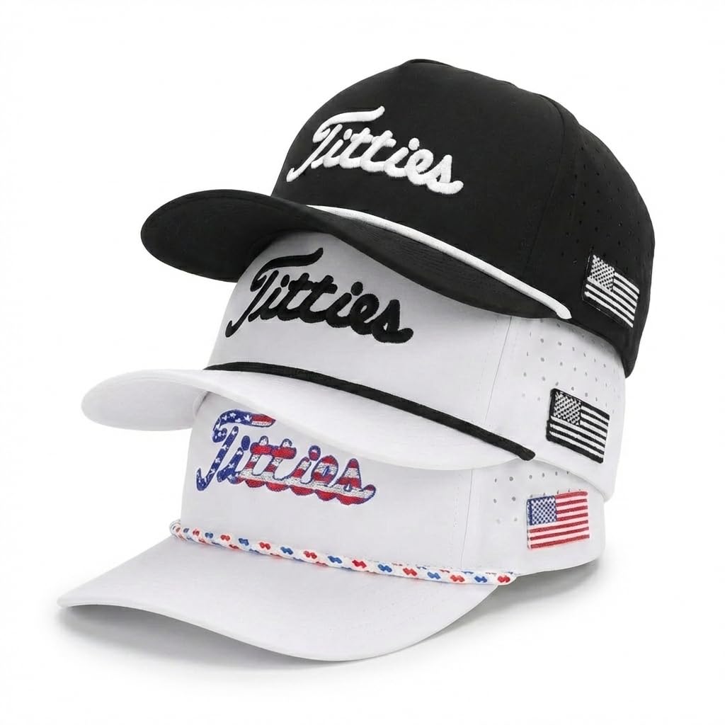 Curves &amp; Clubs Titties Golf Hat - Funny Golf Hat, Titties Hat - Funny American Hat - One-Size-Fits-All - Men's Gifts