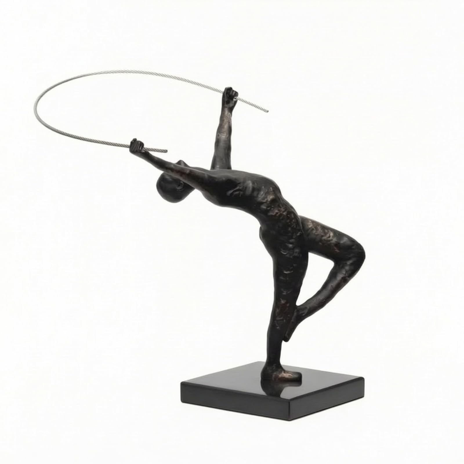 Scultura da Tavolo Statua Figurina Decorazione Casa Ornamento Contemporaneo in Resina Metallo Marmo con Contrasto Elegante E Filo