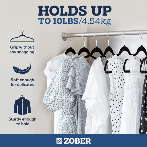 Image of Zober Black Velvet Hangers 30 Pack for Coats, Pants & Dress Clothes - Non Slip Clothes Hanger Set w / 360 Degree Swivel, Holds up to 10 lbs - Strong Felt Hangers for Clothing