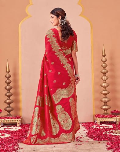 Image of SIRIL Women's Banarasi Soft Silk Saree Pure Silk with Unstitched Blouse Piece