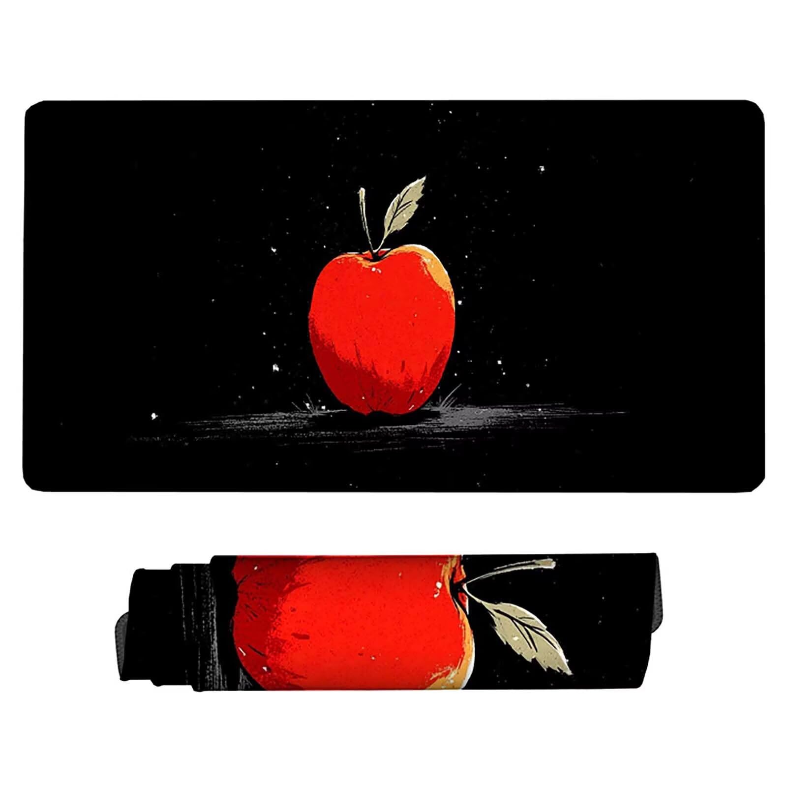 Podkładka pod mysz owocową XXL 150 x 80 cm, czarna podkładka pod mysz do biura z przeszytymi krawędziami, wodoodporna podkładka pod mysz antypoślizgowa gumowa podstawa powierzchnia dla graczy, PC