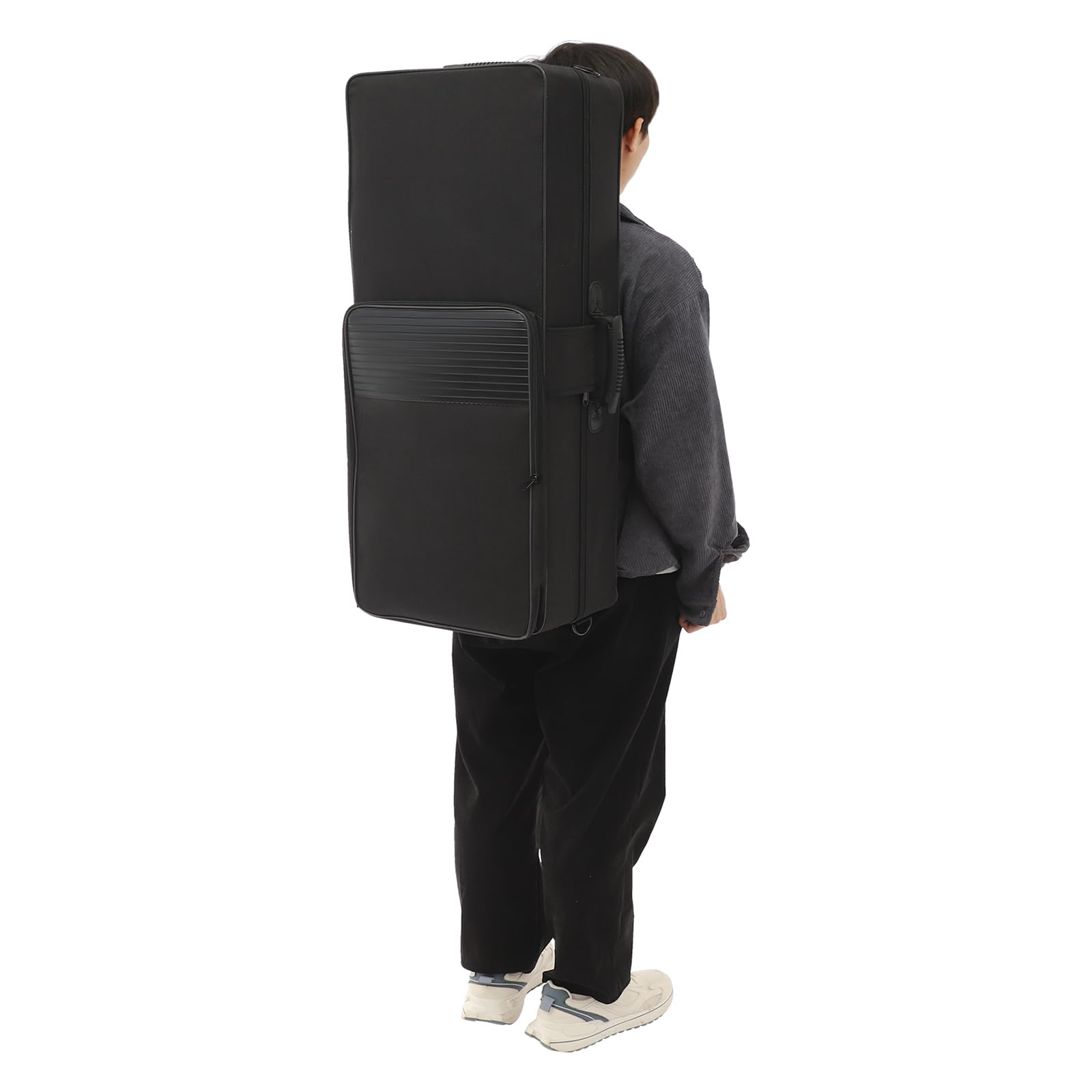 Étui Saxophone Ténor en Toile Nylon, Housse de Transport avec Mousse Antichoc, Bandoulière, Poignée et Bretelles Sac à Dos, 31×21×82 cm, Pour Pratique, Concerts et Voyages