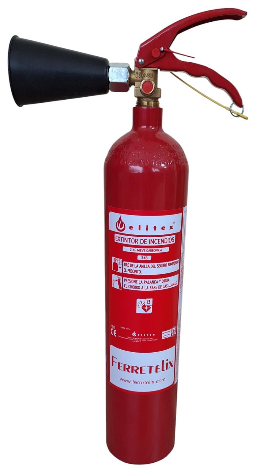 FERRETELIX® Extincteur CO₂ 2 kg + Diffuseur et Support Mural – Sans Résidus – Idéal pour Matériel Électrique – Fabrication 2026