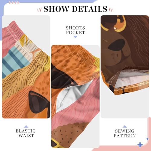 ZZXXB Poodles with Glasses Boys Long Pants Soft Trousers Elastic Waist Kids Lounge Bottoms with Pockets S-XL4