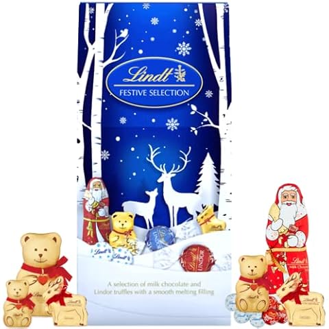 Lindt Chocolate Gifts - Festive Lindt Box Bliss Chocolates - Lindt Milk Chocolate Teddy 3D, Lindt Chocolate Reindeer, Lindt Santa Lindt Lindor/Milk/Swiss Chocolate Truffles - Christmas Gift Set 650 g Cover