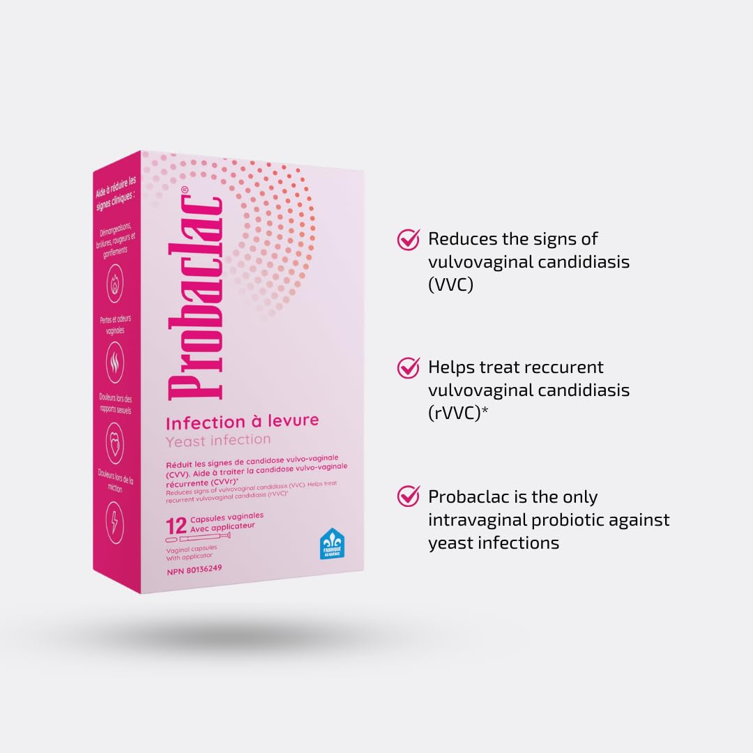 Probaclac Vaginal Probiotic Capsules for Yeast Infection Treatment & Balance Support, Helps Maintain Intimate Flora, Helps Treat (rVVC) , (12) Vaginal Capsules with Applicator, Dairy Free, Gluten Free, Soy Free (1) - 3
