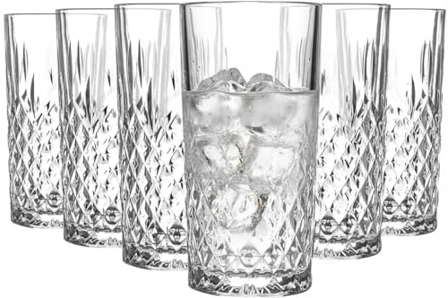 Acense 6 x Drinking Glasses - Tumblers for Water Juice Cocktails Multipurpose (355ml)