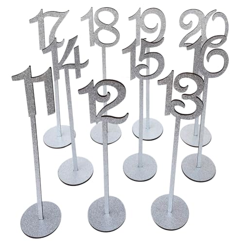 Numéros de table de mariage champêtre en bois argenté pour centre de table - 5