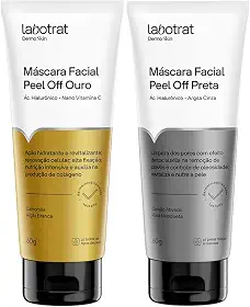 Kit Mascara Facial Removedora De Cravos Peel Off Preta + Ouro Acido Hialuronico 60g