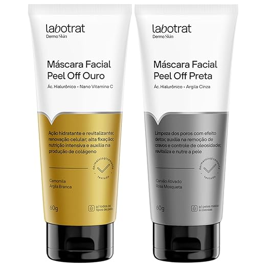 Kit Mascara Facial Removedora De Cravos Peel Off Preta + Ouro Acido Hialuronico 60g