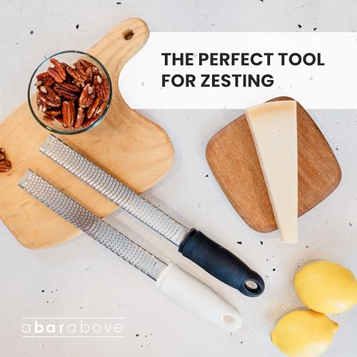 Cheese Grater & Lemon Zester A Bar Above 12” Chef-Grade Stainless Steel Rasp, Sharp Citrus Zester for Lemon, Lime, Ginger, Garlic, Parmesan & Hard Cheese, Professional Kitchen & Cocktail Garnish Tool - Thumbnail 5