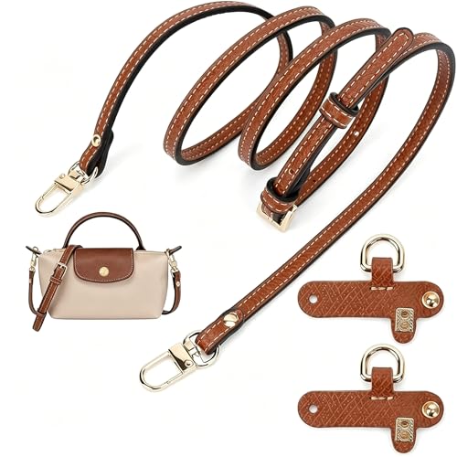 Strap for Longchamp Mini Bag No Punch Replacement Strap 39.4-47.2 Inch Brown Adjustable Bag Straps for Crossbody Handbags