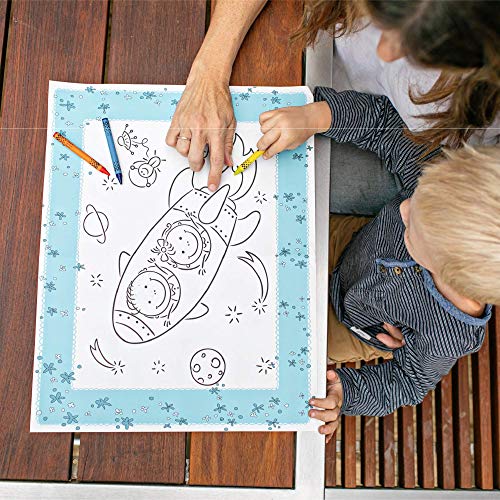 Image of J.L. Childress ColorMe Disposable Placemats - Stick on Disposable Placemats for Baby, Toddlers, & Kids, Travel Coloring Activities, Sticky Child Table Mat - 24 Pack