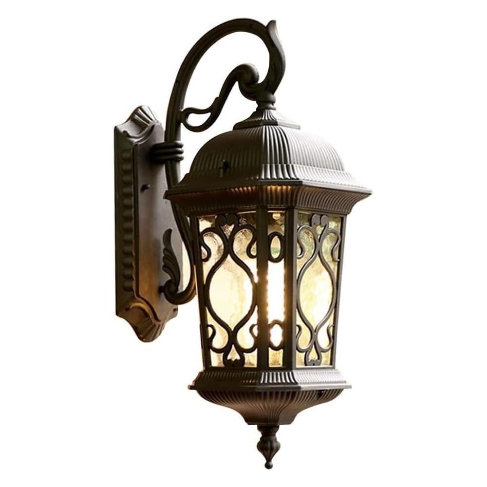 OZBMA Outdoor Wall Lantern Exterior Sconce Retro Patio Decoration Light for Porch Corridor Aisle Garden Lamp(Bronze) (Black)