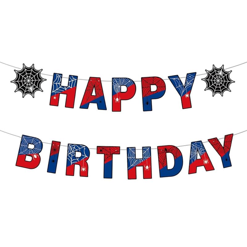 Rimtpuz Spiderm Happy Birthday Garland, grinalda de aniversário de Spidey Happy Birthday, decoração de lustre, perfeita para aniversário infantil, decoração de Spidey e seus super amigos