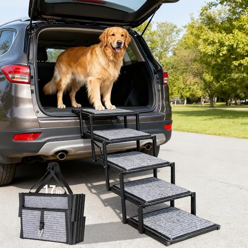 Foldable Dog Stairs for Cars, 17" Wide Dog Steps Ramps for Large Dog by RYTSAS - Used condition - CA$94.99