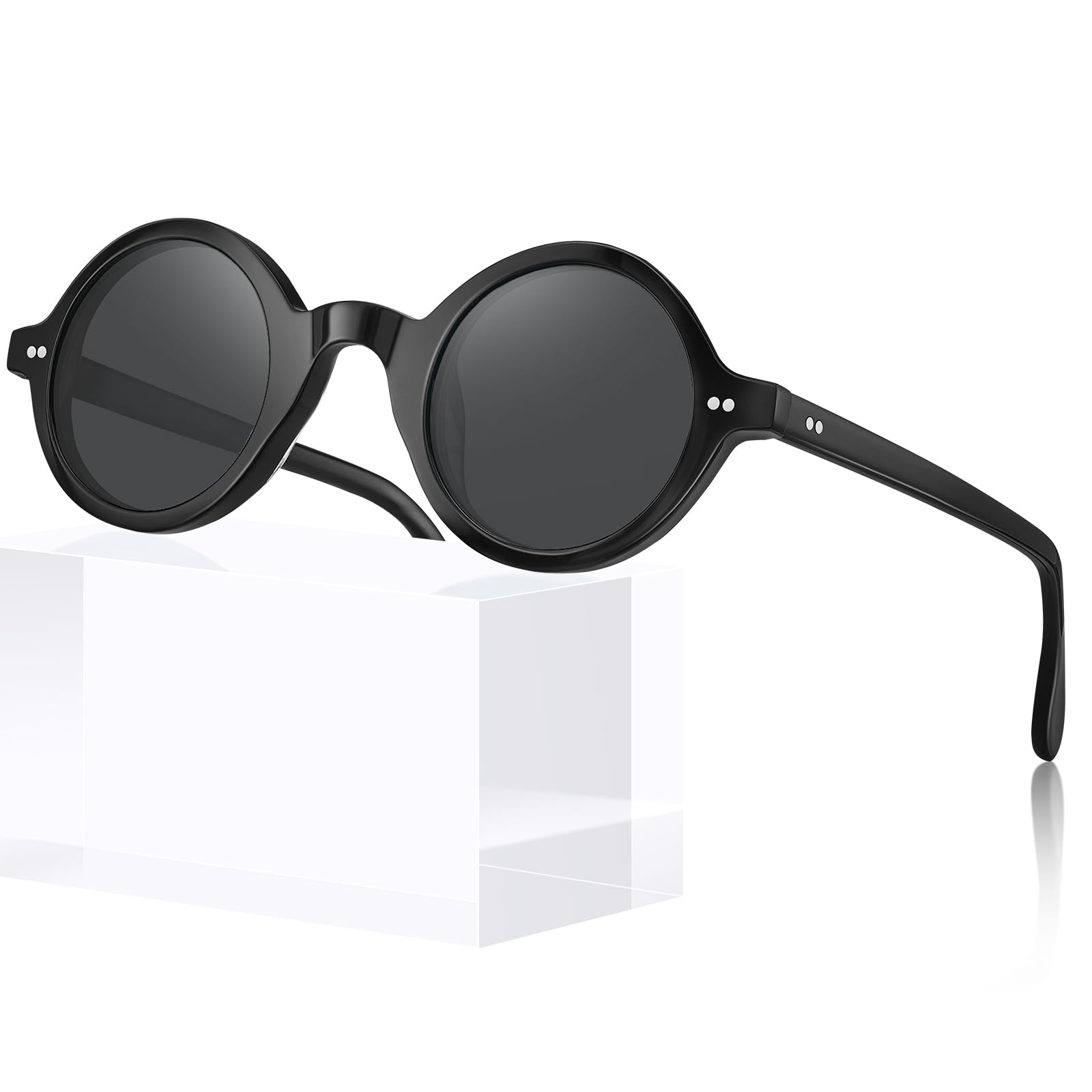 CARFIA Polarisierte Sonnenbrille für Herren - Vintage Party Look mit runder Acetate Rahmen, einteilige Nasenauflage & Hoher UV Schutz CA2501