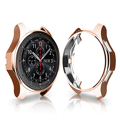 RuenTech Compatible with Samsung Galaxy Watch 42mm Case Cover, Scratch-Resistant Soft Flexible TPU Plated Protective Case Protector Shell Compatible for Galaxy Watch (42mm) SM-R810/SM-R815 (Rose Gold)