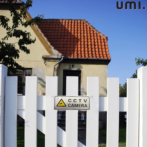Image of Amazon Brand - Umi Metal CCTV Camera Signage Board | Silver Finish Self Adhesive Security Sign for Home, Office & Shops (8 x 3 Inch)