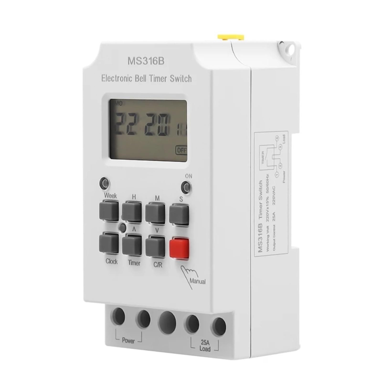Timer programmabile 220V 25A 68 ON, regolatore del Tempo della campanella della Scuola