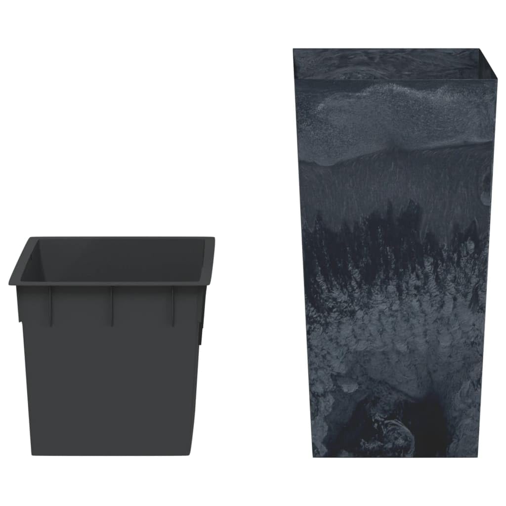 Pflanzkübel in Beton-Optik 50cm Hoch - Blumentopf mit herausnehmbarem Einsatz 11L/26,5L - Quadratisches Pflanzgefäß aus PP-Kunststoff für Garten, Balkon und Terrasse, Anthrazit