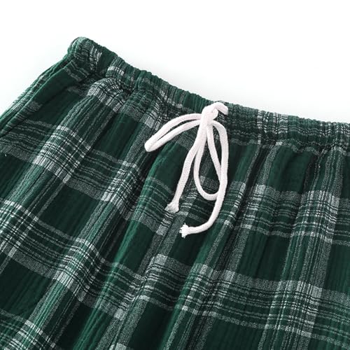 Image of STMAHER 2 Pack Men's Cotton Pajama Bottoms Lightweight Sleep Lounge Pants Plaid Sleepwear Long Pj Pants With Pocket
