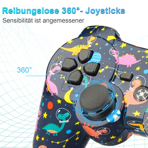 OUBANG 2 Pack Remotes Work with PS3 Controller Wireless, Cool Blue Gamepad Compatible with Playstation 3 Controller, Wireless Game Control for PS3 with Upgraded Joystick, Pa3 Controllers for PS3 Gift