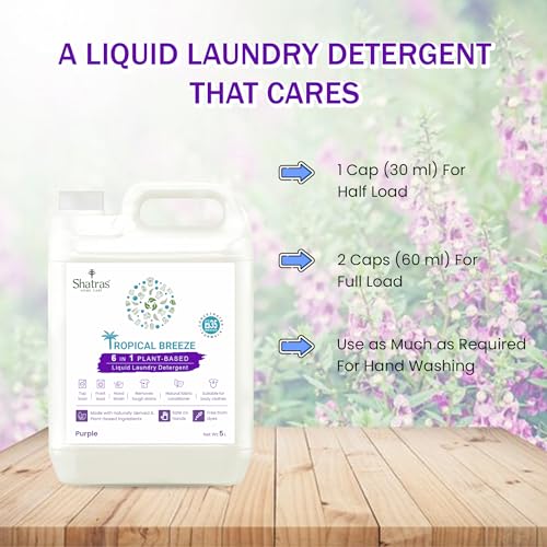 Image of Shatras Liquid Detergent 5 Litre - Concentrated Laundry Liquid for Fabric Care, Suitable for Top-Load & Front-Load Washing Machines and Hand Wash, Pack Of -2