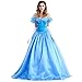 Produktbild YEAJION Damen Cinderella Prinzessin Kleid mit Handschuhen Aschenputtel Verkleidung Prinzessin Kostüm Blau Abendkleid Weihnachten Halloween Karneval Party Bühnenauftritt Kostüm für Erwachsene